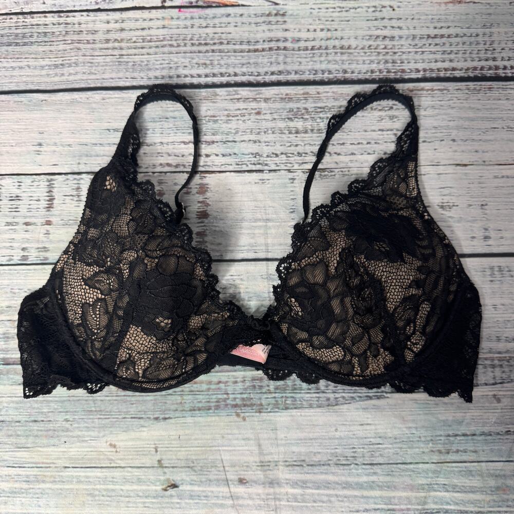 Victoria's Secret Push Up Without Padding Black Lace 34C